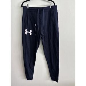 Under Armour UA Rival Men's Joggers Pants M Navy Blue Fleece Logo Sweatpants NWT